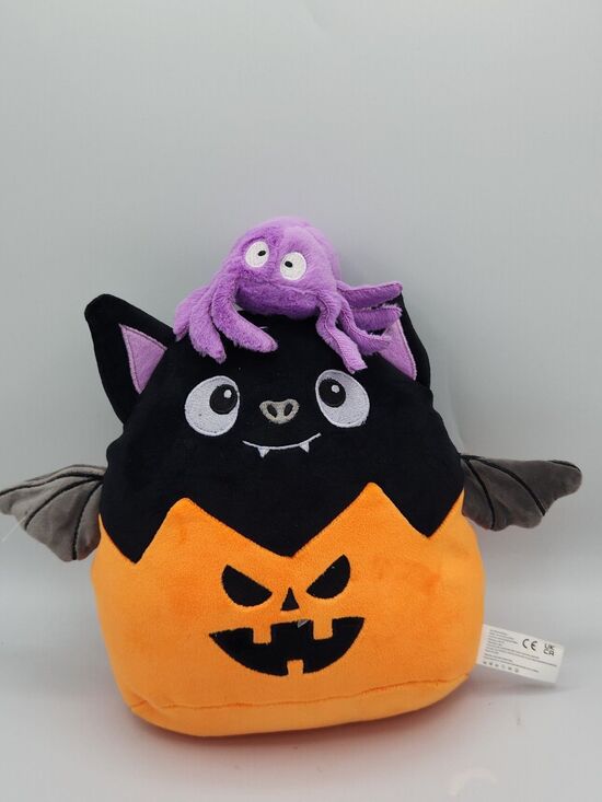 No Brand Other - 8" Halloween Pumpkin Black Bat SOFT Plush Jack-o-lantern